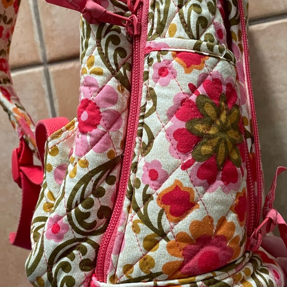 VERA BRADLEY Folkloric Pink Orange Floral Large Travel Multi-sectional Backpack - Picture 7 of 16